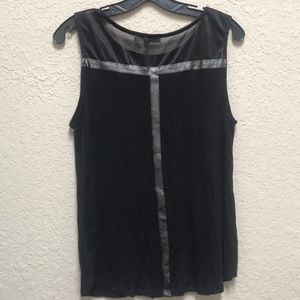 Yuni Los‎ Angeles black dressy top sheer neckline